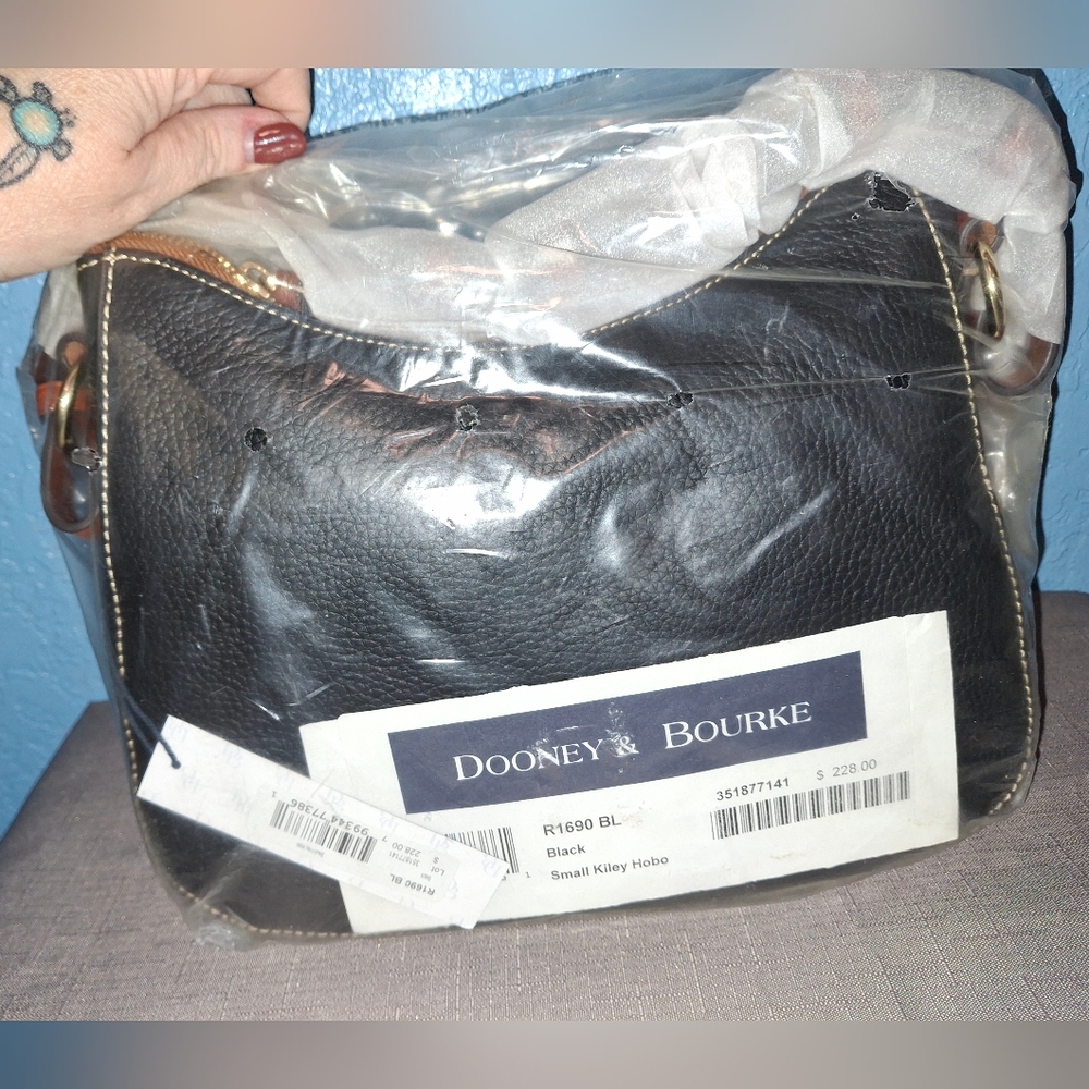 Dooney & Bourke Black Leather Small Kiley Hobo Brand New